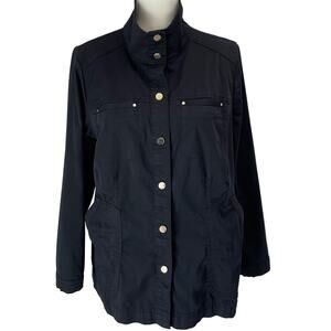 CHICO'S Jacket Size 1 Or US 8 Black Lightweight Cargo Jacket Travel Casual